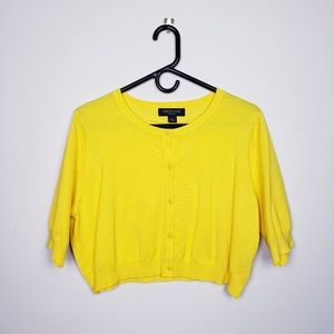 Perceptions Plus Size Yellow Crop Cardigan 1X